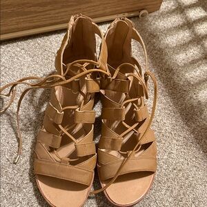 Franco Sarto Brown Lace-Up Sandals